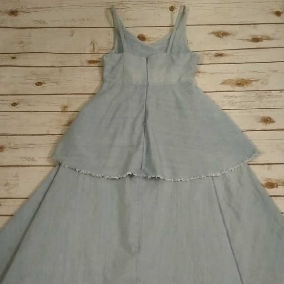Double Tiered Distressed Sleeveless Denim MIDI Dress Small - Picture 11 of 16